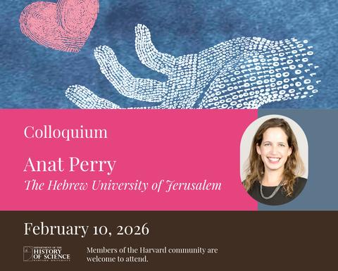 Event Poster with Anat Perry's picture and a digital hand reaching for a heart